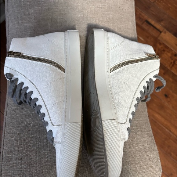 P448 Womens B Star Whiter Sneaker High Top Zipper Gray Laces Size 40 - Picture 2 of 10